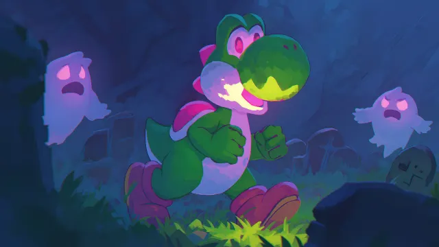 Super Mario Yoshi Zombie Dinosaur Graveyard wallpaper on Pixipics