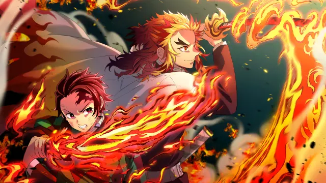 Demon Slayer Rengoku Tanjiro Fire Breathing wallpaper on Pixipics
