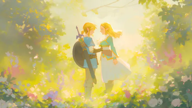 Link And Zelda Romantic Forest Laptop wallpaper on Pixipics