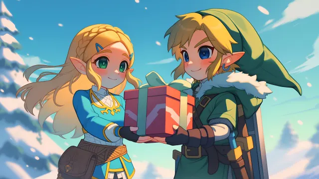 The Legend Of Zelda Link Sharing Festive Joy wallpaper on Pixipics