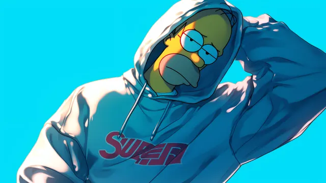 Homer Simpson Supreme Hoodie Blue wallpaper on Pixipics