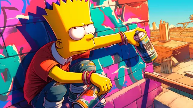 Simpsons Bart Simpson Graffiti Artist wallpaper on Pixipics