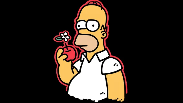 The Simpsons Homer Holding Forbidden Apple wallpaper on Pixipics