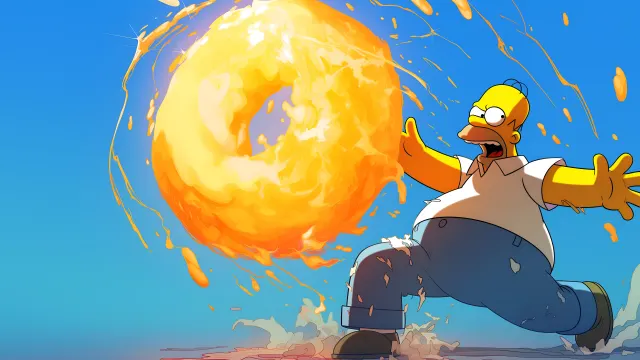 The Simpsons Homer Super Donut Attack wallpaper on Pixipics