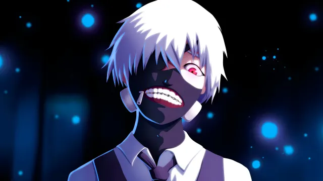 Ghoul Kaneki In A Suit With A Terrifying Smile wallpaper on Pixipics