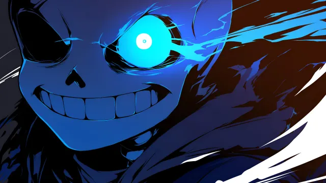 Sans Undertale Glowing Blue Eye wallpaper on Pixipics