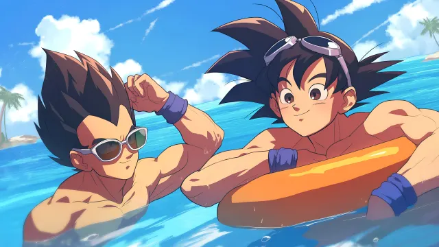 Dragon Ball Goku And Vegeta Beach Day wallpaper on Pixipics