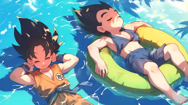 Dragon Ball Goku And Vegeta Chibi Relaxing wallpaper on Pixipics