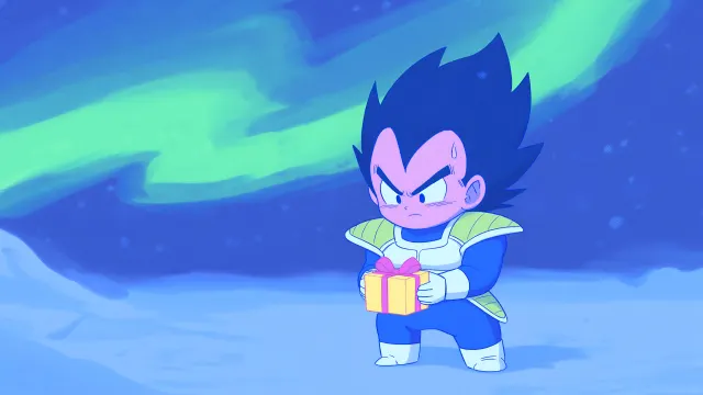 Dragon Ball Vegeta Holding Gift Box Blushing wallpaper on Pixipics