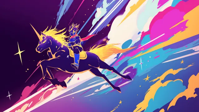 Dragon Ball Vegeta Unicorn Ride wallpaper on Pixipics