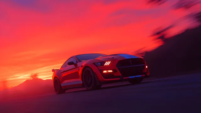 Cinematic Mustang Shelby Gt500 Sunset Highway wallpaper on Pixipics