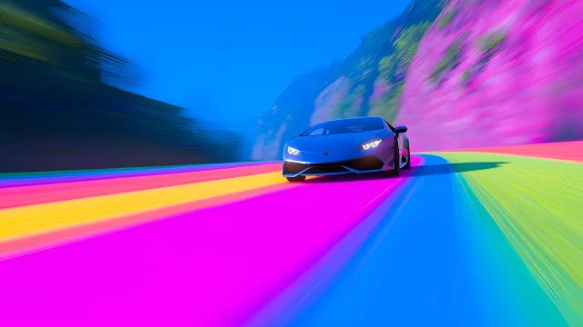 Lamborghini Rainbow Road Speed wallpaper on Pixipics
