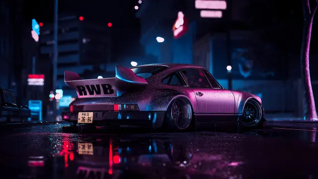 Rwb Porsche Neon Night Rain wallpaper on Pixipics