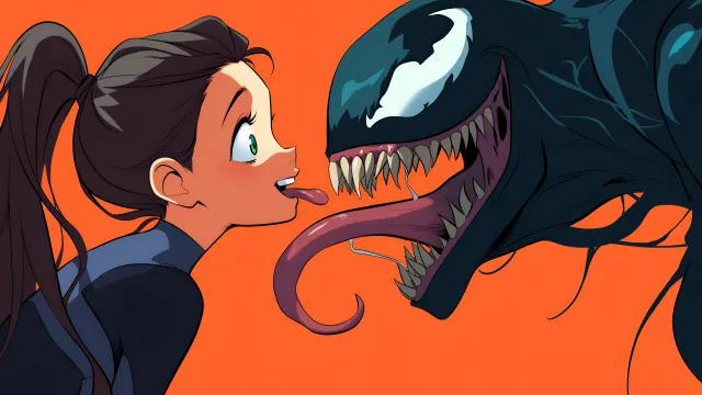 Marvel Venom And Gwen Stacy Playful Encounter wallpaper on Pixipics