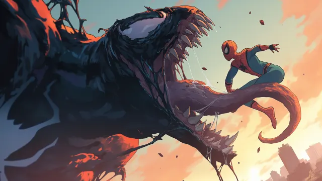 Spider Man Escaping Venom Attack wallpaper on Pixipics