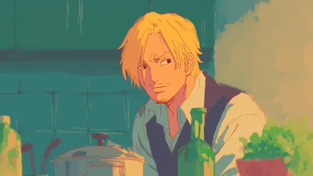 Sanji One Piece Cooking Scene Gif wallpaper on Pixipics