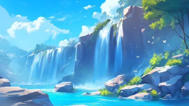 Serene Waterfall Nature wallpaper on Pixipics