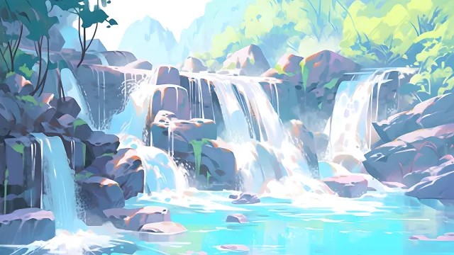 Waterfall Art wallpaper on Pixipics