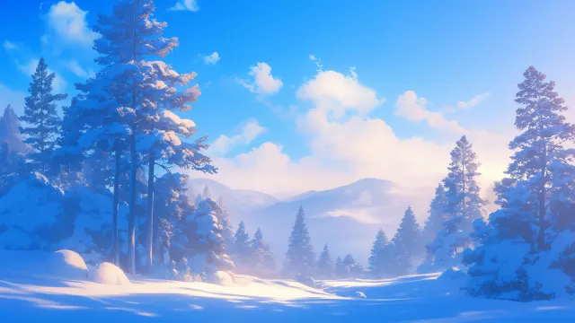 Pine Trees Covered In Snow Winter Landscape wallpaper on Pixipics