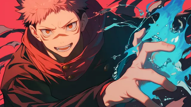 Jujutsu Kaisen Itadori Red Energy wallpaper on Pixipics