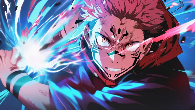 Jujutsu Kaisen Yuji Close Up Cursed Marks wallpaper on Pixipics