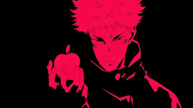Jujutsu Kaisen Yuji Itadori Holds Apple Logo wallpaper on Pixipics