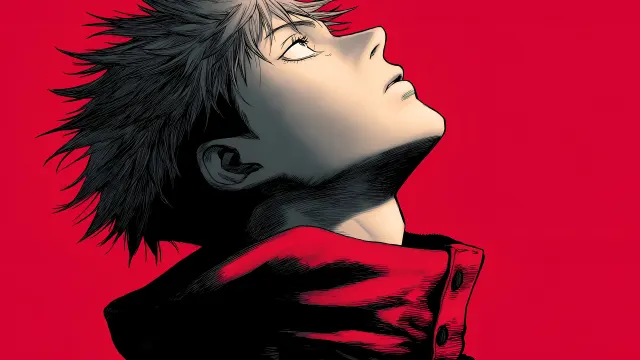 Jujutsu Kaisen Yuji Itadori Intense Red wallpaper on Pixipics