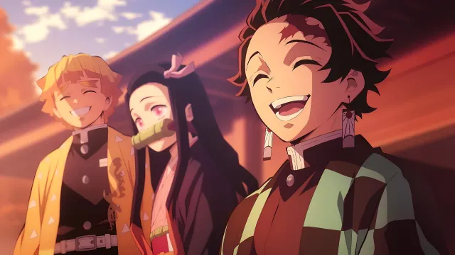 Demon Slayer Group Joy wallpaper on Pixipics