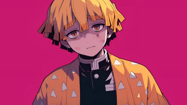 Demon Slayer Zenitsu Agatsuma Anxious Expression wallpaper on Pixipics