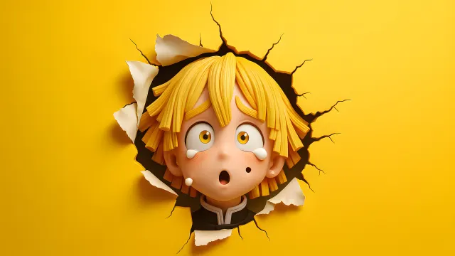 Zenitsu Peeking Through Hole wallpaper on Pixipics