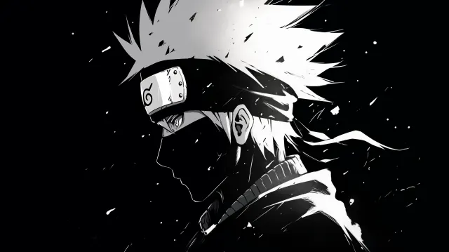 Kakashi Hatake Monochrome Art wallpaper on Pixipics