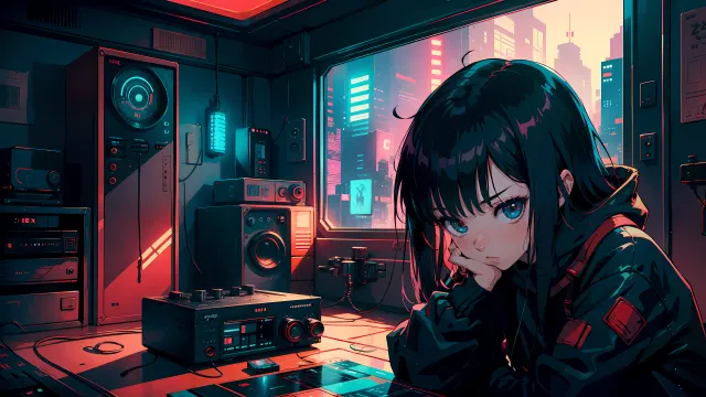 Anime Girl Lofi Vibes wallpaper on Pixipics