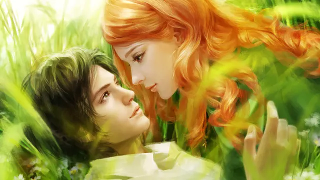 Romantic Redhead Embrace wallpaper on Pixipics