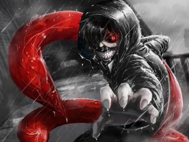 Kaneki's Fury Rainy Night – Tokyo Ghoul wallpaper on Pixipics