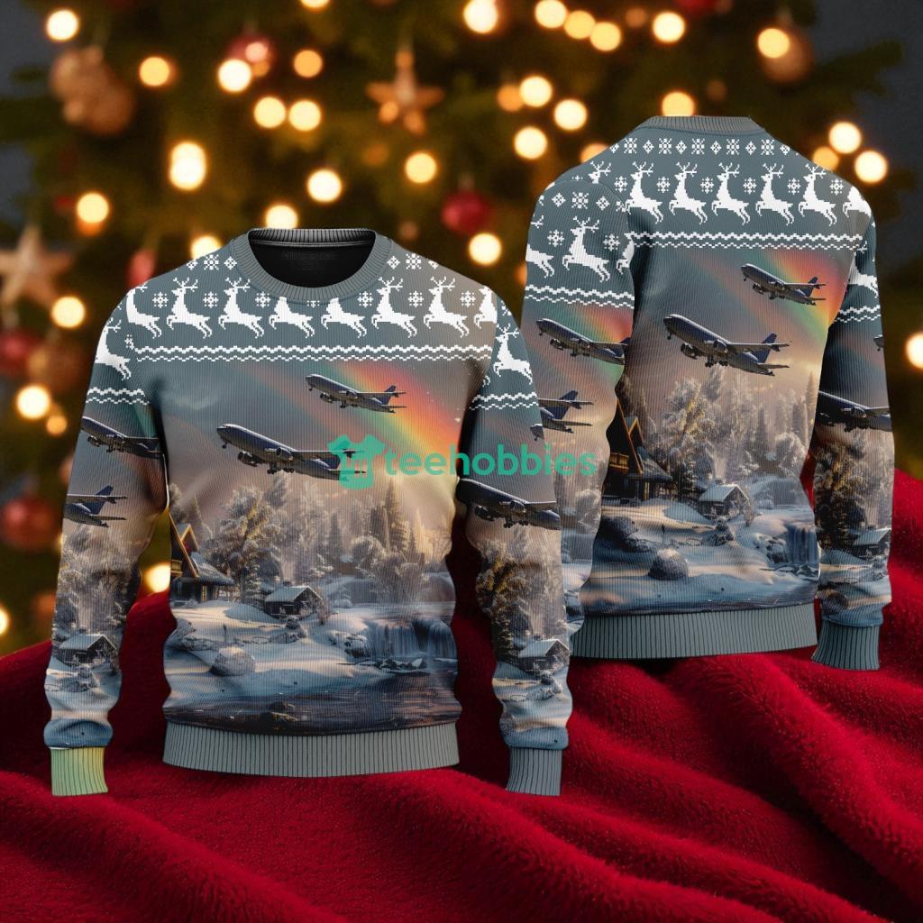 Boeing Kc 46 Pegasus American Airlines Christmas House Under The Rainbow Ugly Sweater For You image Boeing KC-46 Pegasus American Airlines Christmas Ugly Sweater