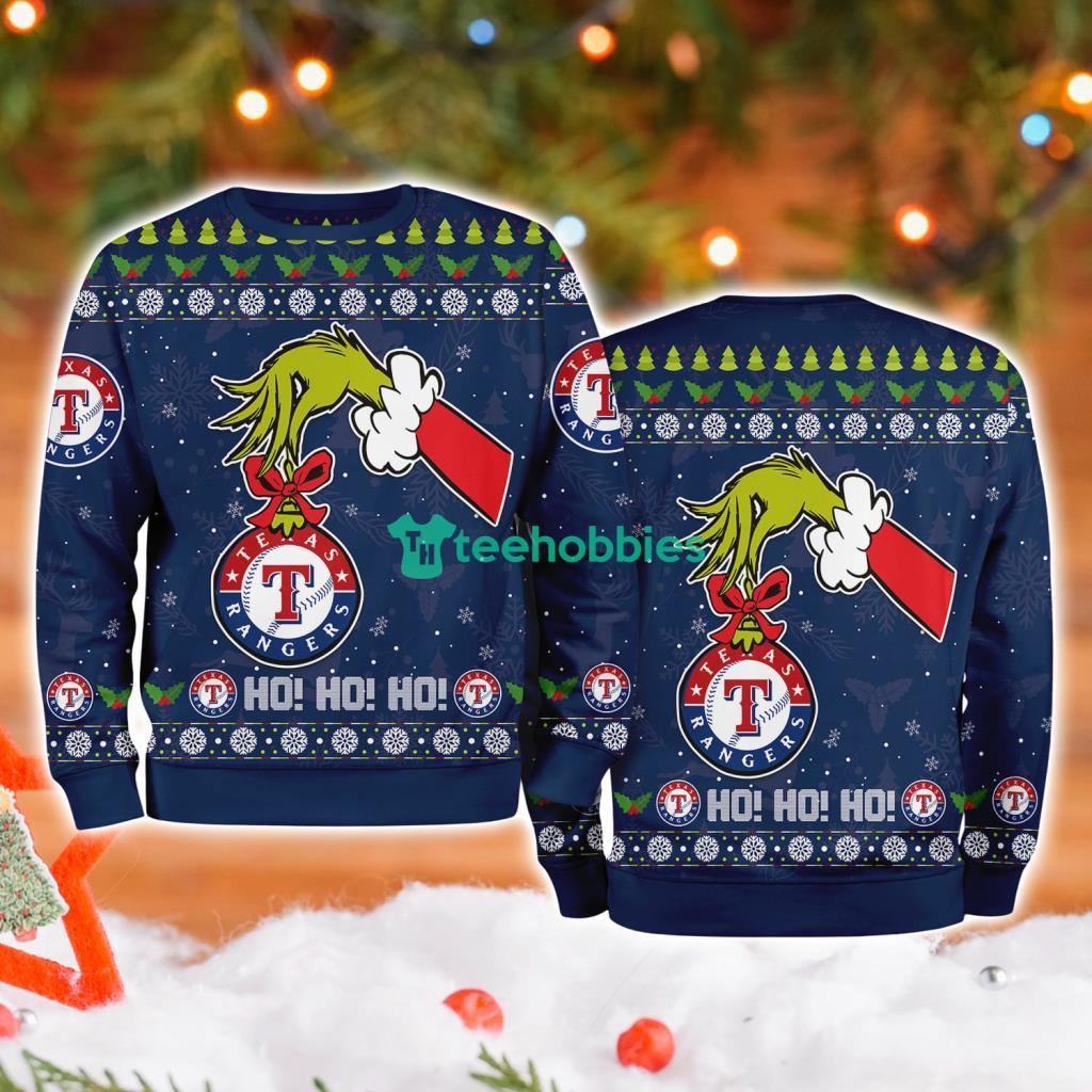 Texas Rangers Mlb Grinch Hand Ugly Christmas Sweater 3D image Texas Rangers Mlb Grinch Hand Ugly Christmas Sweater 3D