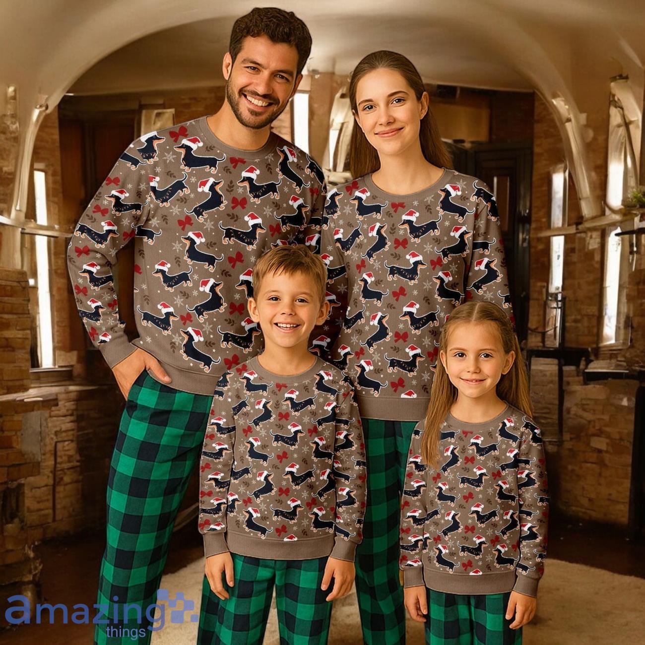 All I Want For Christmas Gift ForFamily Pajamas Set For Adults Is A Dachshund Dachshund Christmas Gift ForFamily Pajamas Set For Adults image Matching Dachshund Family Pajamas