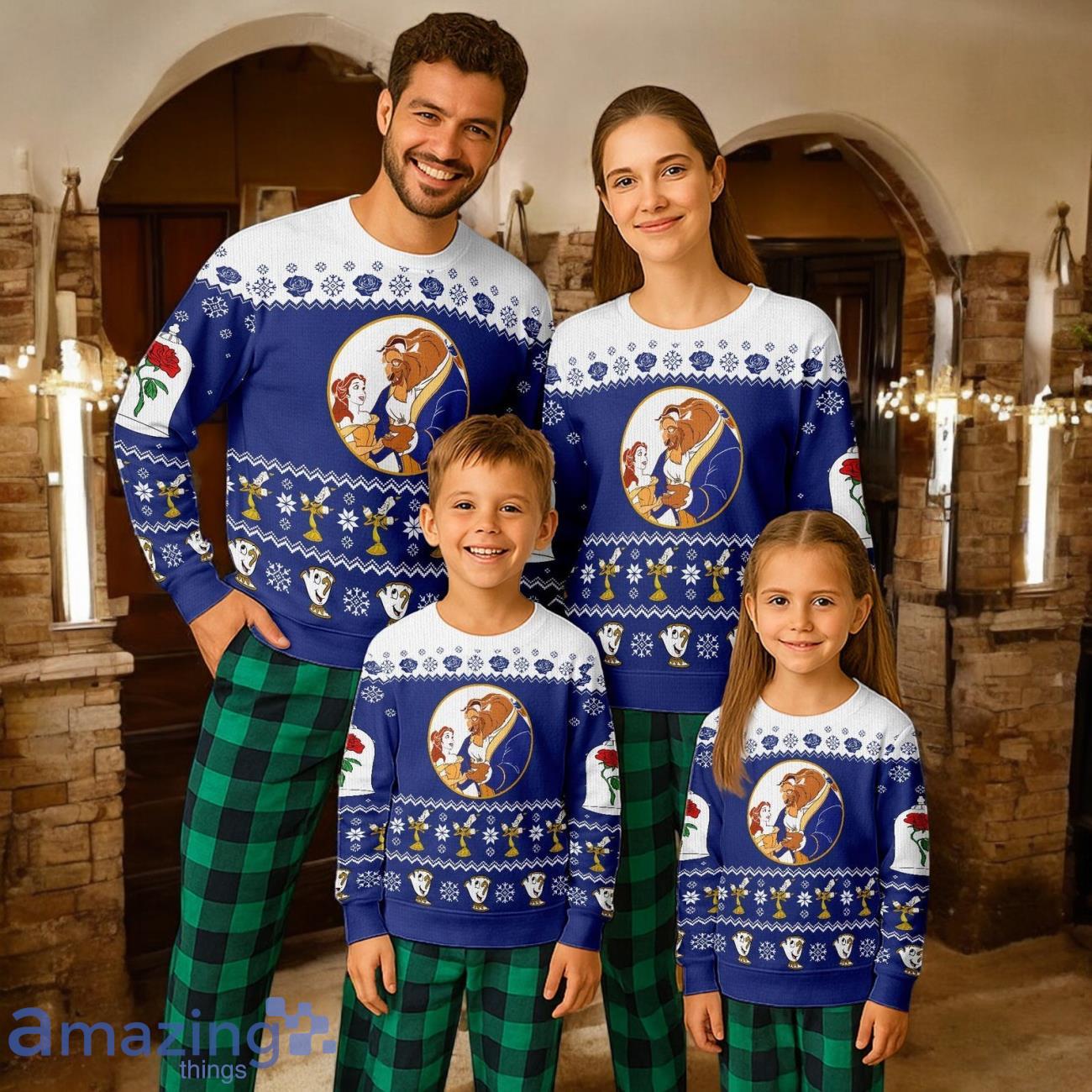 Beauty and The Beast Princess Ugly Christmas Family Pajamas Set