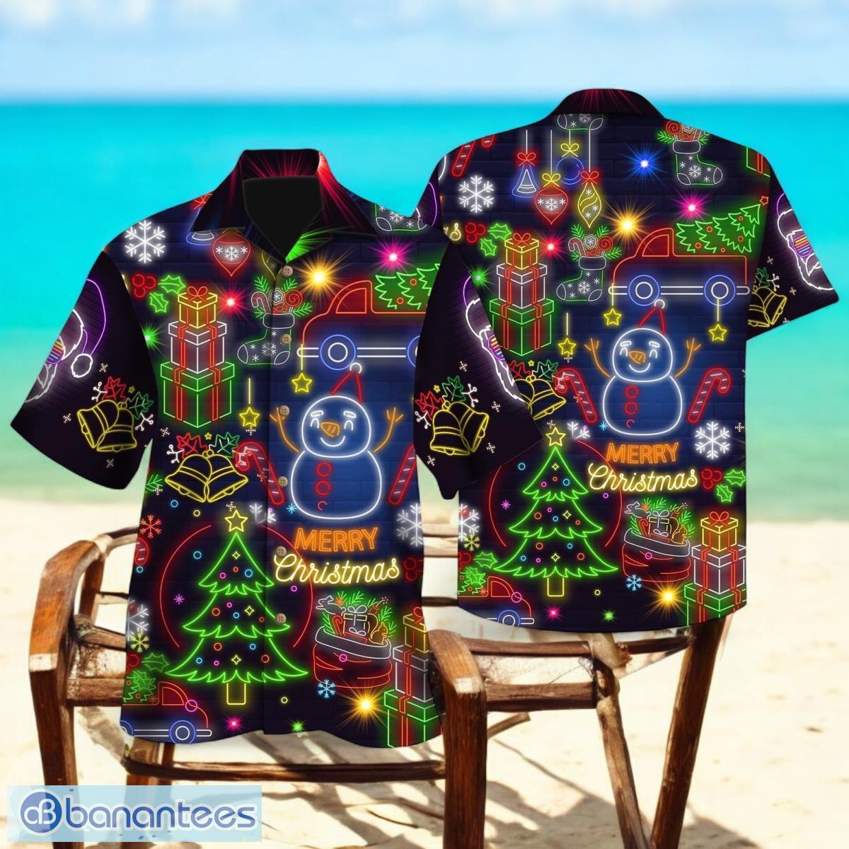 christmas bright neon lighting hawaiian shirt for men women christmas gift image Christmas Bright Neon Lighting Hawaiian Shirt