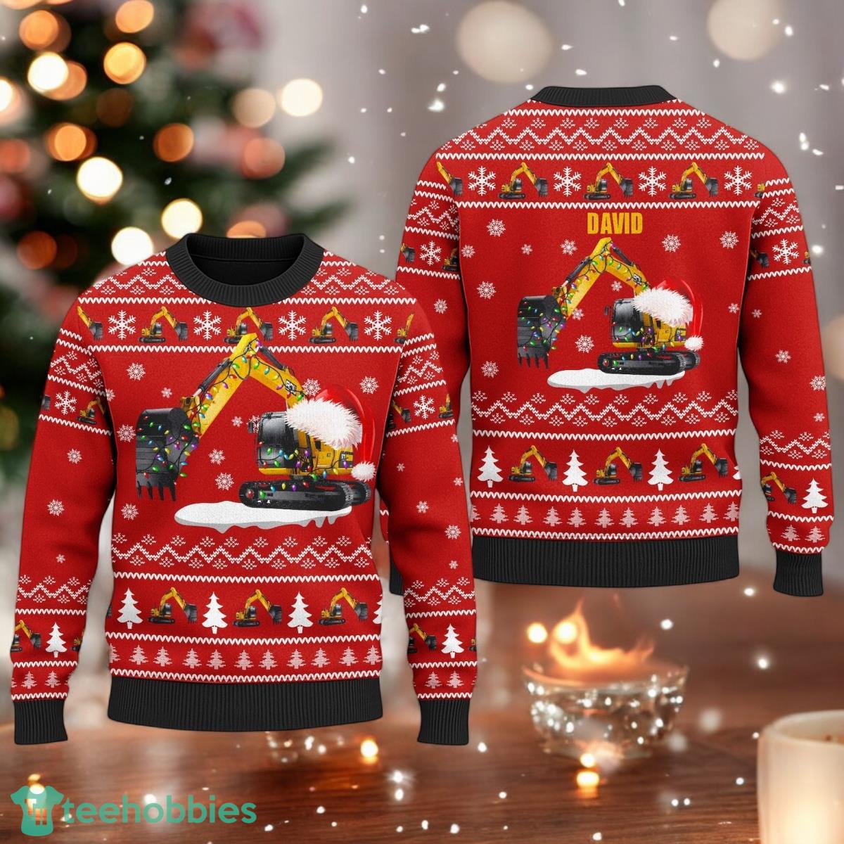 Excavator Christmas Ugly Sweater Christmas Construction Sweater image Excavator Christmas Ugly Sweater Christmas Construction Sweater