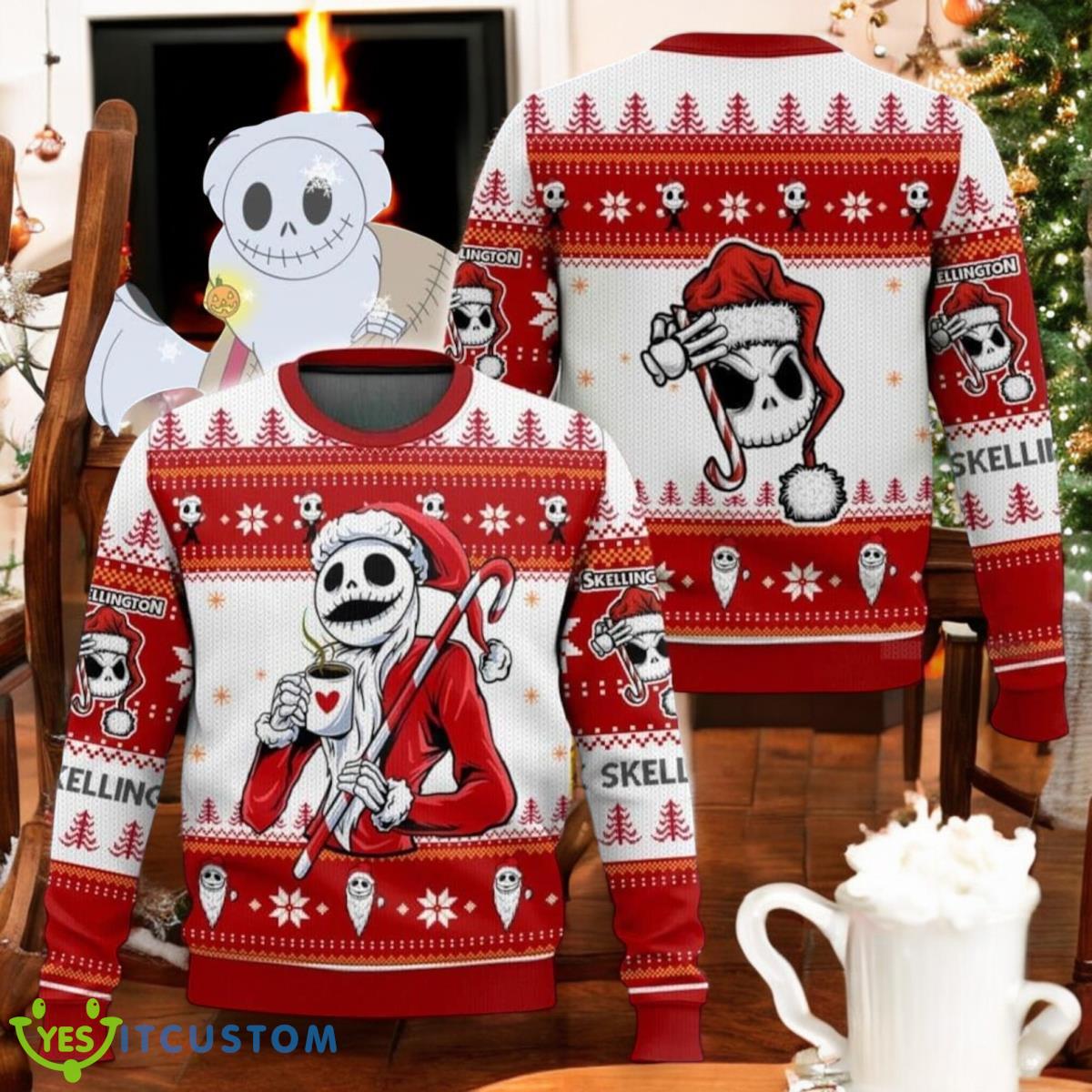 Jack Skellington 3D Ugly Christmas Sweater Xmas Holiday Gift For Men And Women Santa Skellington Christmas Sweater 2 Jack Skellington 3D Ugly Christmas Sweater