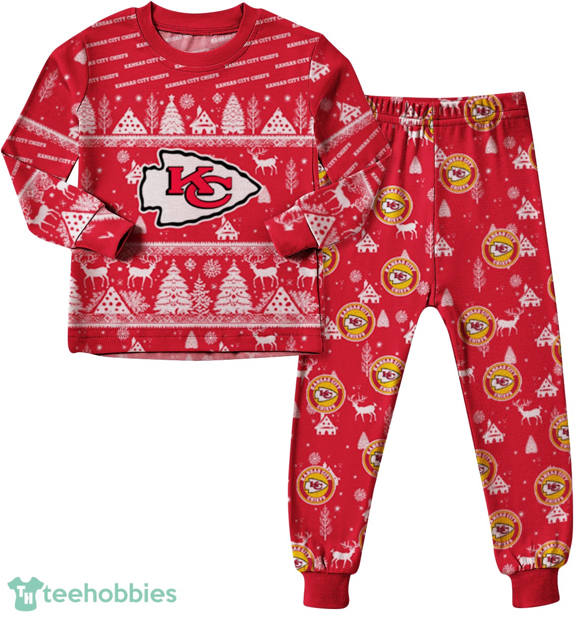 Kansas City Chiefs Christmas Pattern Family Matching Pajamas Sets Best Gift For Christmas image Kansas City Chiefs Christmas Pattern Family Matching Pajamas Sets