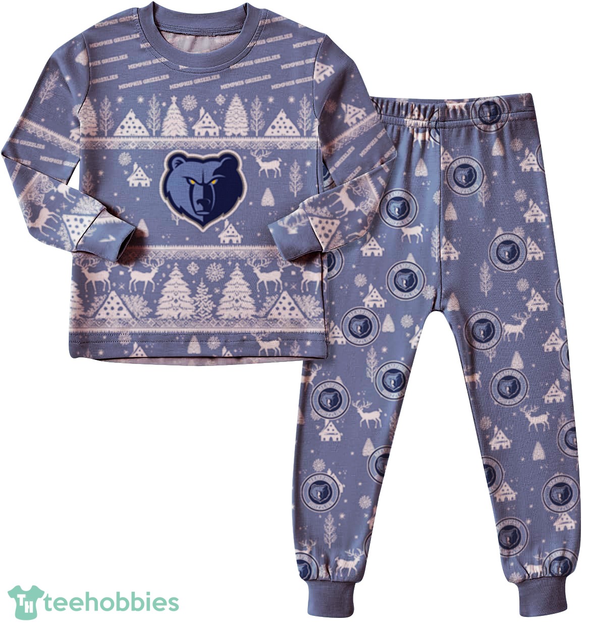 Memphis Grizzlies Christmas Pattern Family Matching Pajamas Sets Best Gift For Christmas image Memphis Grizzlies Christmas Pajamas