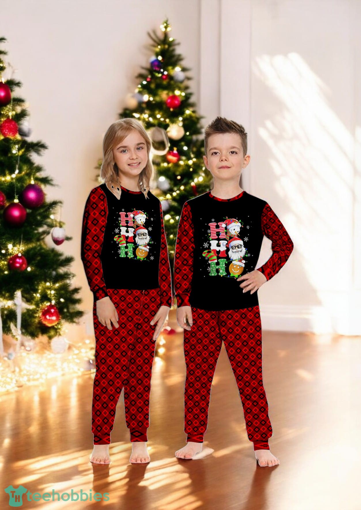 Merry Christmas Funny Hohoho Santa Snowman Bingerbread Family Matching Pajama Set image Merry Christmas Funny Hohoho Santa Snowman Bingerbread Family Matching Pajama Set