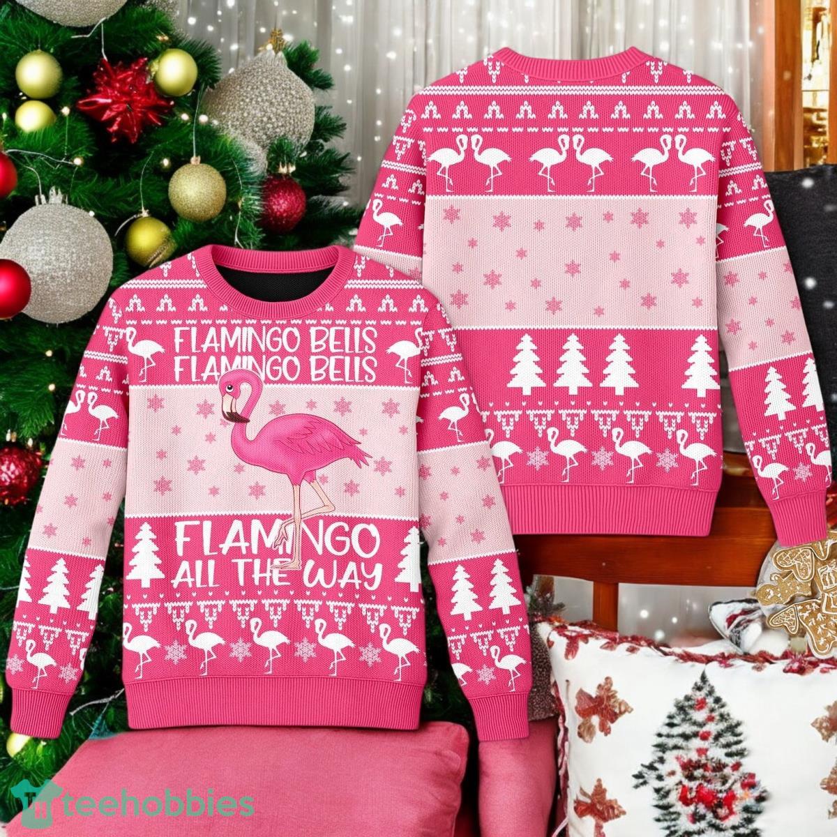 Pink Flamingo Christmas Ugly Sweater Xmas 3D Sweater Christmas Gift Idea image Pink Flamingo Christmas Ugly Sweater