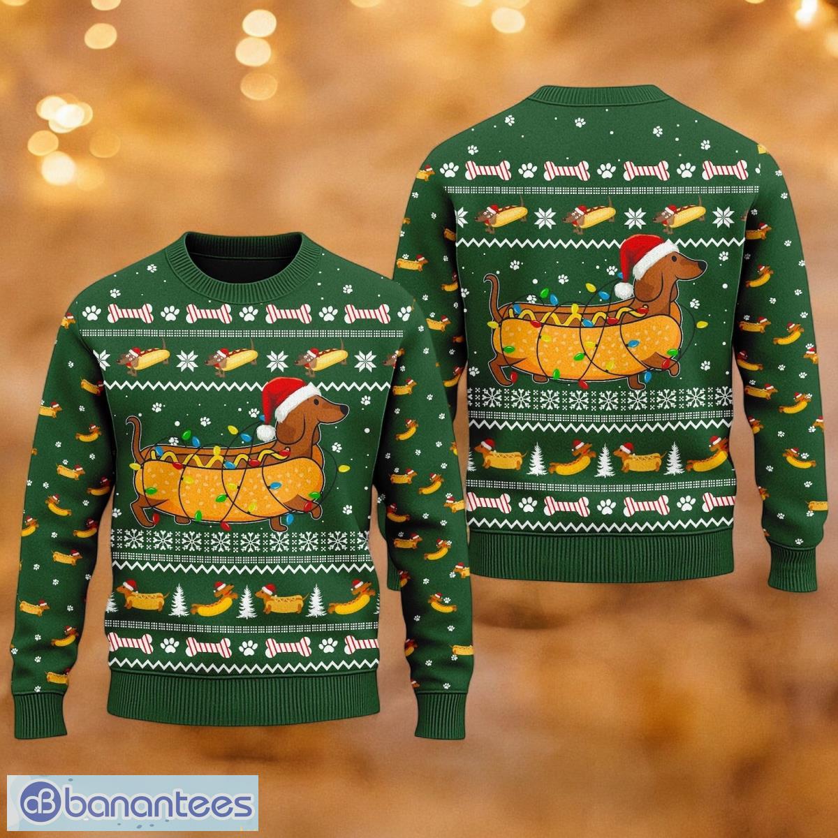 taco dachshund santa hat sweater taco dachshund dog pet xmas ugly christmas sweater 3d printed christmas gift for men and women image Taco Dachshund Santa Hat Sweater