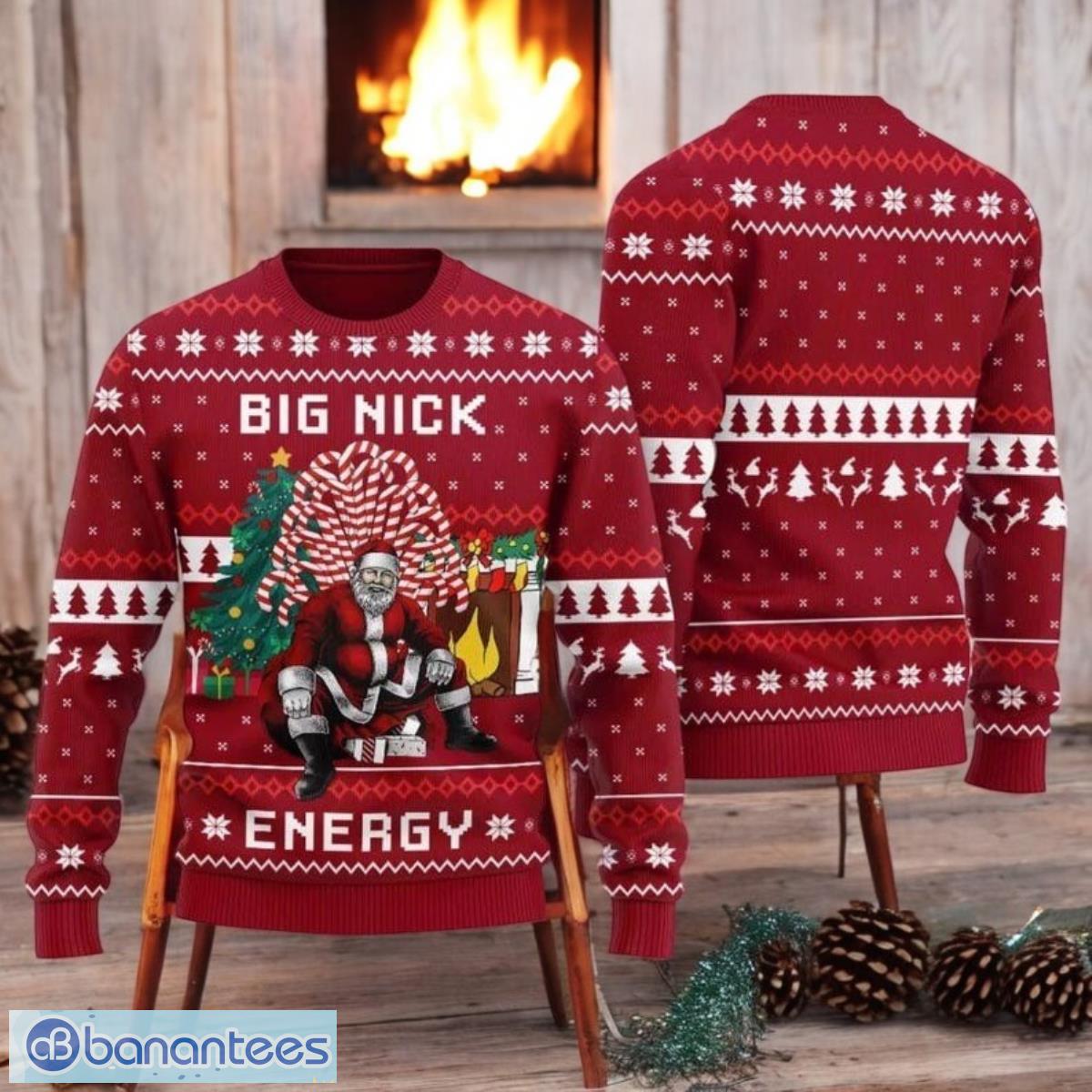 big nick energy santa ugly christmas sweater santa clause sweater image Big Nick Energy Santa Ugly Christmas Sweater