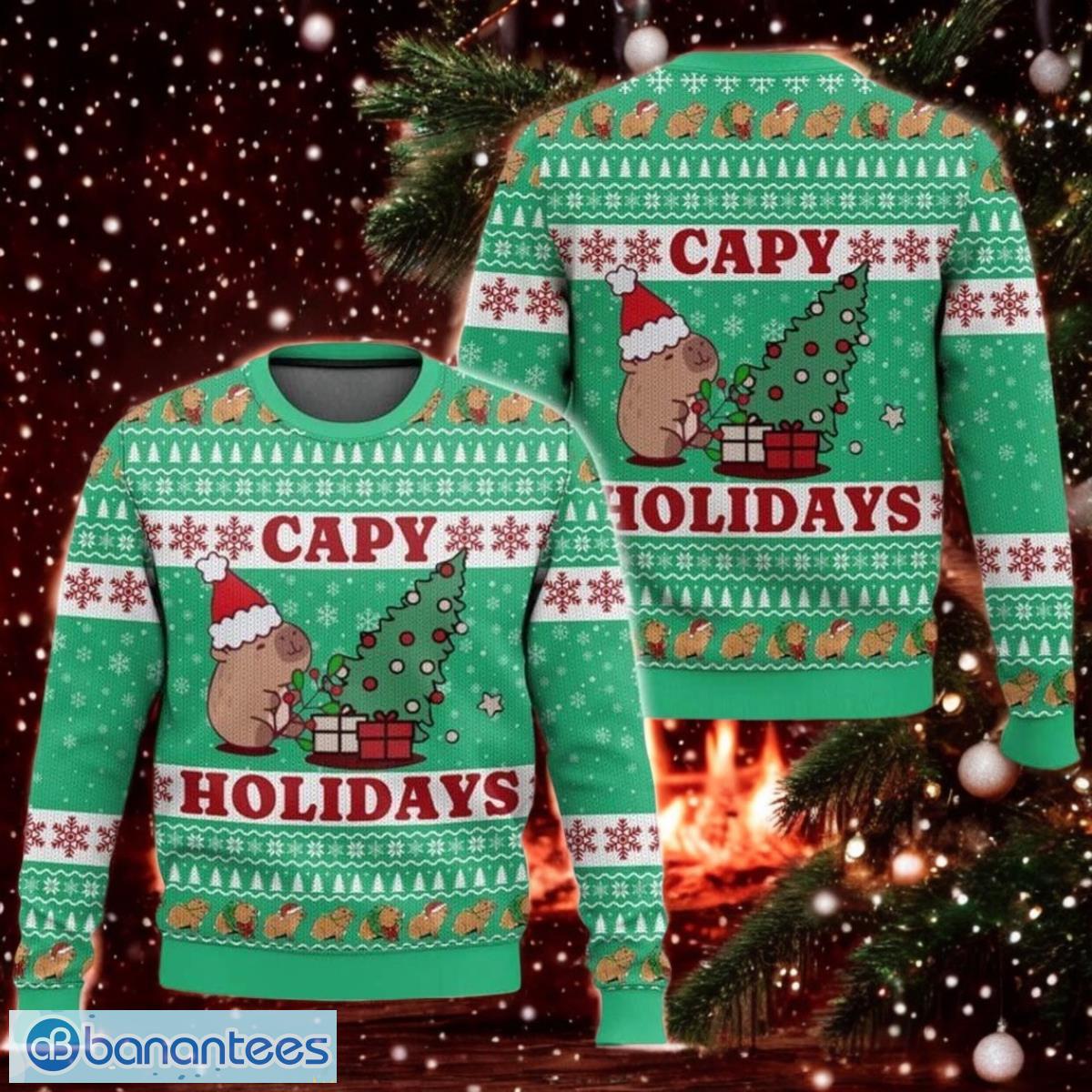 capybara christmas ugly sweater capy holidays all over print 3d sweater image Capybara Christmas Ugly Sweater