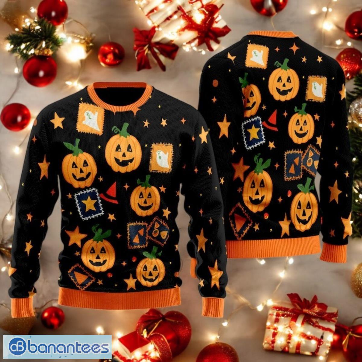 halloween pumpkin ugly sweater cute halloween sweater vintage patchwork sweater image Halloween Pumpkin Ugly Sweater Cute Halloween Sweater Vintage Patchwork Sweater
