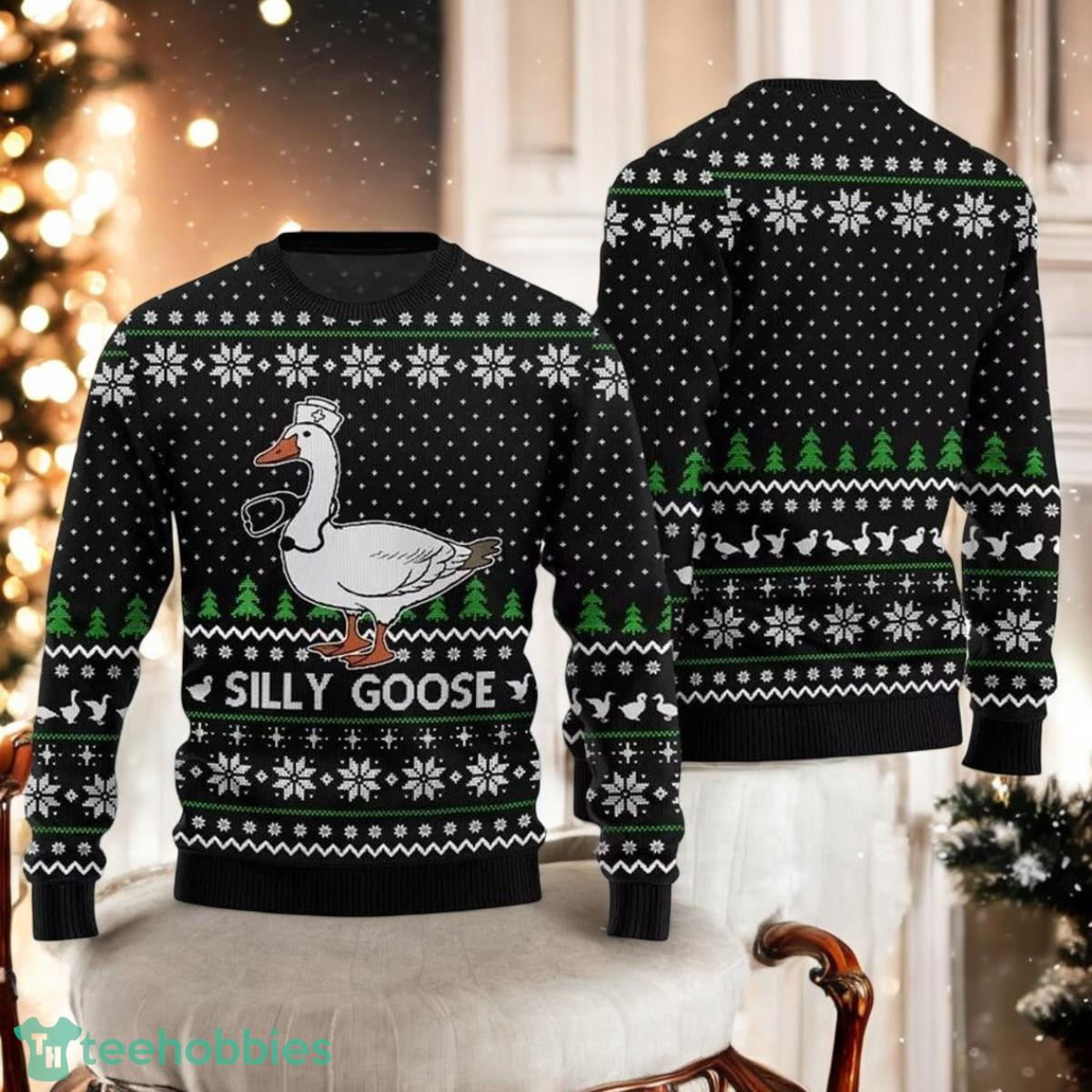 Silly Goose Nurse Christmas Ugly Sweater Funny Duck Xmas Sweater image Silly Goose Nurse Christmas Ugly Sweater Funny Duck Xmas Sweater
